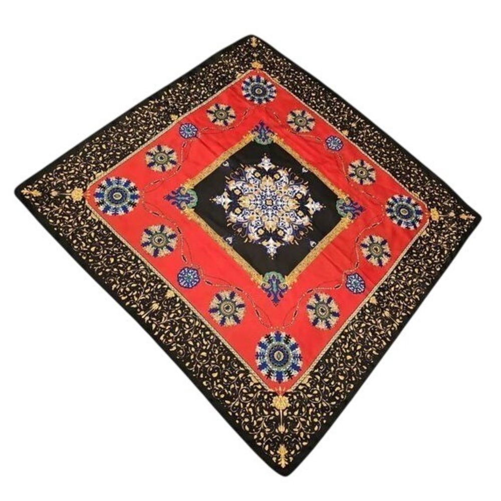 Luxury Ornate Scarf Bandana Multi Floral Medallion Print‎ Square Neckerchief